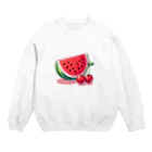 jokemanのスイカとチェリー Crew Neck Sweatshirt