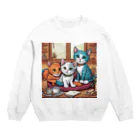 にゃんこーねこの3匹の子猫 Crew Neck Sweatshirt