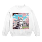 yoiyononakaの春と桜と虎縞白猫10 Crew Neck Sweatshirt