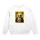 Colorful Canvasのハンバーガーを食べるパンダ Crew Neck Sweatshirt