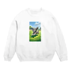 パグとプードルのトイプードルの男の子 Crew Neck Sweatshirt