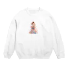 AQUAMETAVERSEの花柄模様の服を着た女性　なでしこ1478 Crew Neck Sweatshirt