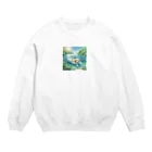 hayato0402の泳ぐわんこ Crew Neck Sweatshirt