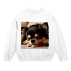 チワワちゃんのチワワのかわいい寝顔 Crew Neck Sweatshirt