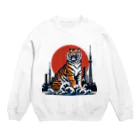 momonekokoの風格漂う王者の虎 Crew Neck Sweatshirt