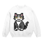 モチクマのハチワレ猫のドット絵 Crew Neck Sweatshirt