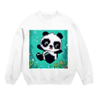 Smile Pop Artの水中パンダ Crew Neck Sweatshirt