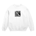 chocomegane0228のモノクロ猫 Crew Neck Sweatshirt