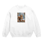 Colorful Canvasの窓辺でクッキーを食べるリス Crew Neck Sweatshirt