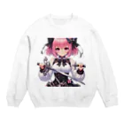 「ワンダーワールド」のピンクのキュートな髪を持つ女性剣士🗡️ Crew Neck Sweatshirt