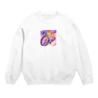 X50000Xの猫、チャリでお出掛け Crew Neck Sweatshirt