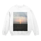 夜空はいつだって最高密度の青色だの別段感動もしない地元の海の夕日 Crew Neck Sweatshirt