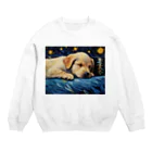 Dog Art Museumの【星降る夜 - ラブラドールレトリバー犬の子犬 No.2】 Crew Neck Sweatshirt