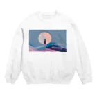 ずっと疲労感の月と1人 Crew Neck Sweatshirt