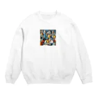 レトロゲームイラストのピカソ風芸術的アートグッズ Crew Neck Sweatshirt