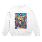 Kazuya Satoの昭和テイストカラフルPOPガーリー Crew Neck Sweatshirt