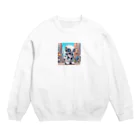 Freedomの可愛いロボットのイラストグッズ Crew Neck Sweatshirt