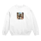 Ten117の遊ぶ子猫 Crew Neck Sweatshirt