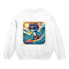 ふぇにゃんくすの猫サーファーたま Crew Neck Sweatshirt