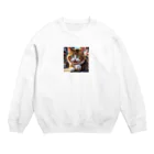 oz-chanの何かしようとしてる猫 Crew Neck Sweatshirt