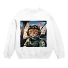 nekoと鉄のパイロット猫 Crew Neck Sweatshirt