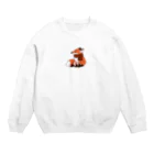 キツネ月のマフラーキツネ Crew Neck Sweatshirt