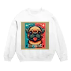 ブサカワアニマルのブサカワアニマル『パグ』 Crew Neck Sweatshirt