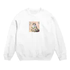 Y m @Y's shopの猫と薔薇　パールver. Crew Neck Sweatshirt