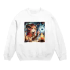 chimomo2024の魔法使いの女の子 Crew Neck Sweatshirt