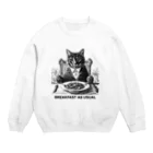 黒猫ファブリックのBreakfast as usual Crew Neck Sweatshirt