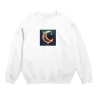 moonlightcatのキラキラ輝くお月様 Crew Neck Sweatshirt