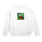 かたまりのドットインコ Crew Neck Sweatshirt