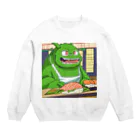 Kyun_uranaiの寿司職人を目指す緑の妖怪 Crew Neck Sweatshirt