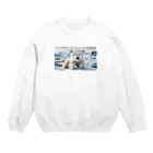 ラッキーマインあべむつきのかわいいシロクマのキャラクターグッズです Crew Neck Sweatshirt