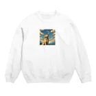 kinnirono-inuの夕焼けとゴールデンレトリバー Crew Neck Sweatshirt