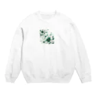 アミュペンの数学的なデザインを持つ緑と白の花 Crew Neck Sweatshirt