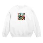 Sunbathingのハイビスカスと共に夏の風を感じる蝶 Crew Neck Sweatshirt