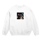 AI Design Labの星を見る猫 Crew Neck Sweatshirt