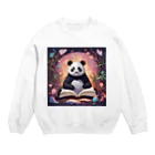 pandownloadの魔法の本を読むパンダ Crew Neck Sweatshirt