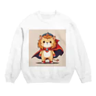 ganeshaのスーパーヒーローのマントを着たかわいいライオン Crew Neck Sweatshirt