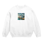 namidamakiの海辺の綺麗な城 Crew Neck Sweatshirt