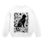 CROWN−CLOWNの猫シルエットデザインA Crew Neck Sweatshirt