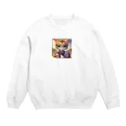 キュート＆クールのメガネのニャンコ３D・学校ver② Crew Neck Sweatshirt