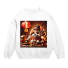 R-mayの金運アップの小型犬の神様 Crew Neck Sweatshirt