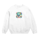 まんじゅ王国の魅力的なサーカスの世界が描かれた楽しい像。 Crew Neck Sweatshirt