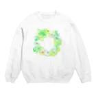 おひるねのゆめ-nats:u:mi-の葉車-ラナンキュラスのリース- Crew Neck Sweatshirt