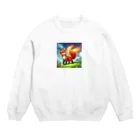 YFCの炎を尾を持つ精悍なキツネ Crew Neck Sweatshirt