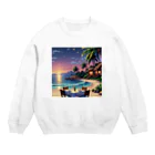 Paradise ExploreのMoonlit Palm Haven Crew Neck Sweatshirt