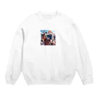 SWQAの馬で通学する仲間たち Crew Neck Sweatshirt