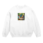 hitayakiのアイスクリームを楽しむ家族 Crew Neck Sweatshirt